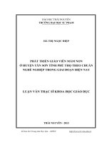 Phát triển giáo viên mầm non ở huyện Tân Sơn tỉnh Phú Thọ theo chuẩn nghề nghiệp trong giai đoạn hiện nay