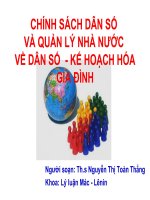 bài giảng CHÍNH SÁCH dân số VÀ QUẢN LÝ NHÀ nước về dân số    kế HOẠCH HÓA GIA ĐÌNH 