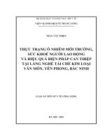 Thực trạng ô nhiễm môi trường, sức khoẻ người lao động và hiệu quả biện pháp can thiệp tại làng nghề tái chế kim loại Văn Môn, Yên Phong, Bắc Ninh