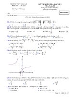 ĐỀ KIỂM TRA HỌC KÌ I TOÁN 12 TRẮC NGHIỆM