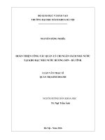 Hoàn thiện công tác quản lý chi ngân sách nhà nước tại kho bạc nhà nước hương sơn   hà tĩnh  