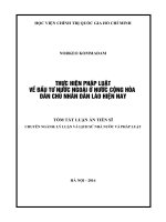 Thực hiện pháp luật về đầu tư nước ngoài ở cộng hòa dân chủ nhân dân lào (TT) 
