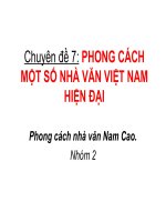 Chuyên đề 7 PHONG CÁCH một số NHÀ văn VIỆT NAM HIỆN đại phong cách nhà văn nam cao 