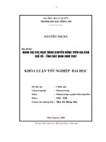 Đề tài đánh giá các hoạt động khuyến nông trên địa bàn quế võ tỉnh bắc ninh 2007
