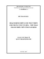 Hoạch định chiến lược phát triển cho trung tâm văn hóa – thể thao thanh thiếu niên tỉnh nam định 