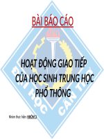 BÁO cáo HOẠT ĐỘNG GIAO TIẾP của học SINH TRUNG học PHỔ THÔNG 