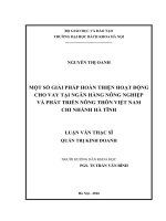Một số giải pháp hoàn thiện hoạt động cho vay tại ngân hàng nông nghiệp và phát triển nông thôn việt nam   chi nhánh hà tỉnh 