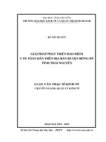 Giải pháp phát triển bảo hiểm y tế toàn dân trên địa bàn huyện đồng hỷ tỉnh thái nguyên 