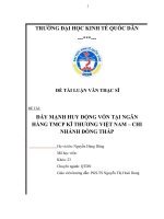 Đẩy mạnh huy động vốn tại Ngân hàng TMCP Kĩ Thương Việt Nam – Chi nhánh Đồng Tháp