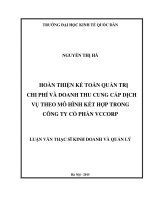HOÀN THIỆN KẾ TOÁN QUẢN TRỊ CHI PHÍ VÀ DOANH THU CUNG CẤP DỊCH VỤ THEO MÔ HÌNH KẾT HỢP TRONG CÔNG TY CỔ PHẦN VCCORP