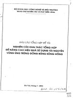 Nghiên cứu khai thác tổng hợp để nâng cao hiệu quả sử dụng tài nguyên vùng úng trũng đồng bằng sông hồng 