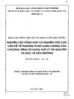 Nghiên cứu tổng hợp và nghiên cứu các vấn đề về phương pháp luận chung của chương trình sử dụng hợp lý tài nguyên và bảo vệ môi trường 