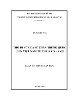Thơ đi sứ của sứ thần trung quốc đến việt nam từ thế kỷ x XVIII 
