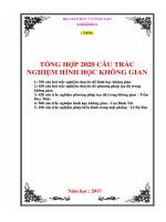 NEW TỔNG HỢP 2020 CÂU TRẮC NGHIỆM HÌNH HỌC KHÔNG GIAN TOÁN 12 NĂM 2017