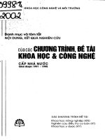 Danh mục và tóm tắt nội dung, kết quả nghiên cứu của các chương trình, đề tài khoa học và công nghệ cấp nhà nước giai đoạn 1991 1995  tập II các chương trình 