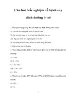 Câu hỏi trắc nghiệm về bệnh suy dinh dưỡng ở trẻ