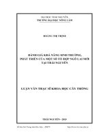 Đánh giá khả sinh trưởng, phát triển một số tổ hợp ngô lai mới tại thái nguyên 