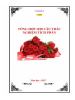 NEW TỔNG HỢP 1100 CÂU TRẮC NGHIỆM TÍCH PHÂN 2017
