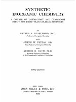 Synthetic inorganic chemistry  a course of laboratory and classroom study for first year college students by blanchard a a 