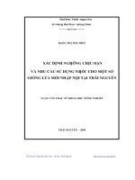 Xác định ngưỡng chịu hạn và nhu cầu sử dụng nước cho một số giống lúa mới nhập nội tại Thái Nguyên