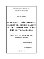 Lựa chọn giải pháp nhằm nâng cao hiệu quả giờ học giáo dục thể chất cho học sinh trường THPT số 4 văn bàn   lào cai 