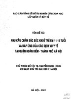 Nhu cầu chăm sóc sức khỏe trẻ em 11 16 tuổi và đáp ứng của các dịch vụ y tế tại quận hoàn kiếm thành phố hà nội 