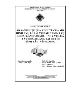 So sánh hiệu quả kinh tế của mô hình 1 vụ lúa  1 vụ đậu nành 1 vụ khoai lang với mô hình 2 vụ lúa 1 vụ khoai lang tại huyện Bình Tân  Vĩnh Long