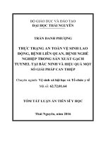 Thực trạng an toàn vệ sinh lao động, bệnh liên quan, bệnh nghề nghiệp trong sản xuất gạch tuynel tại Bắc Ninh và hiệu quả một số giải pháp can thiệp