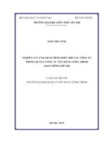 Nghiên cứu ứng dụng hình thức đối tác công tư trong quản lý đầu tư xây dựng công trình giao thông đô thị