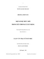 Một số hệ thức mới trong dãy fibonacci suy rộng