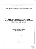 Thực tiễn giải quyết các vụ án hành chính những tồn tại, vướng mắc và hướng giải quyết 