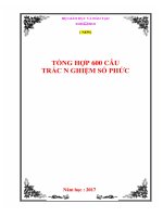 NEW TỔNG HỢP 600 CÂU TRẮC NGHIÊM SỐ PHỨC TOÁN 12 NĂM 2017