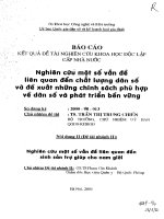 Nghiên cứu một số vấn đề liên quan đến chất lượng dân số và đề xuất những chính sách phù hợp về dân số và phát triển bền vững nhánh II nghiên cứu một số vấn đề liên quan đến sinh sản trợ giúp cho nam giới 