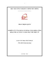 Nghiên cứu ứng dụng cơ sở hạ tầng khóa công khai cho an toàn và bảo mật thư điện tử