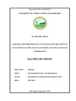 Assessing the performance the wastewater treatment in luyen thep  luu xa factory thai nguyen iron and steel join sock corporation 