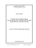 Giáo dục kĩ năng phòng tránh tai nạn thương tích cho học sinh tiểu học huyện đồng hỷ   tỉnh thái nguyên