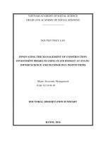 Innovating The Management Of Construction Investment Projects Using State Budget At State- Owned Science And Technology Institutions