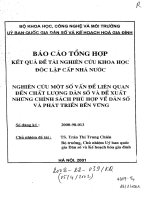 Nghiên cứu một số vấn đề liên quan đến chất lượng dân số và đề xuất những chính sách phù hợp về dân số và phát triển bền vững1 