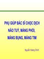 PHỤ GIÚP BÁC SĨ CHỌC DỊCH NÃO TUỶ, MÀNG PHỔI, MÀNG BỤNG, MÀNG TIM