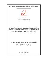 Sự hài lòng và lòng trung thành của khách hàng đối với dịch vụ bảo hiểm An phát bảo gia của Tổng Công ty Bảo Việt Nhân thọ