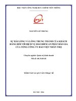 Sự hài lòng và lòng trung thành của khách hàng đối với dịch vụ bảo hiểm An phát bảo gia của Tổng Công ty Bảo Việt Nhân thọ