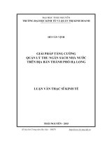 Giải pháp tăng cường quản lý thu ngân sách nhà nước trên địa bàn thành phố hạ long