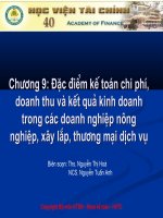 Đặc điểm kế toán chi phí, doanh thu và kết quả kinh doanh trong các doanh nghiệp nông nghiệp, xây lắp, thương mại dịch vụ