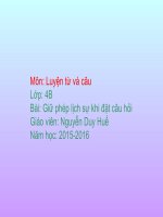 Bài giảng giữ phép lịch sự khi đặt câu hỏi LTVC lớp 4 số 1 