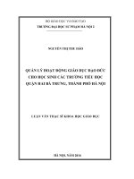 Quản lý hoạt động giáo dục đạo đức cho học sinh các trường tiểu học quận hai bà trưng, thành phố hà nội 