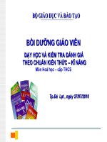 BỒI DƯỠNG GIÁO VIÊN dạy học và kiểm TRA ĐÁNH GIÁ THEO CHUẨN kiến THỨC – kĩ NĂNG môn hoá học – cấp THCS 