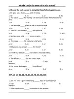 BÀI TẬP LUYỆN TẬP DANH TỪ ĐI VỚI GIỚI TỪ