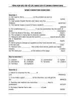 TỔNG HỢP BÀI TẬP VỀ CÁC DẠNG CỦA TỪ (WORD FORMATION)