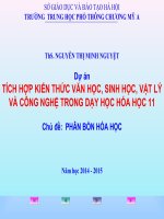 bài giảng TÍCH hợp liên môn KIẾN THỨC văn học, SINH học, vật lý và CÔNG NGHỆ TRONG dạy học hóa học 11 bài 16 PHÂN bón hóa học