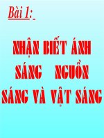 Bài 1  nhận biết ánh sáng   nguồn sáng và vật sáng 